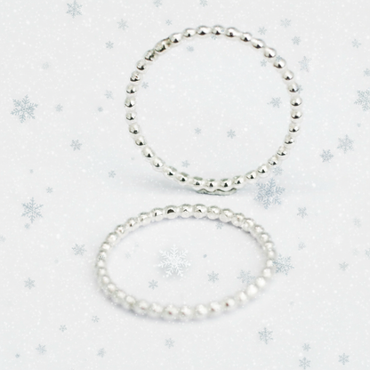 Tiny Pebbles Silver Ring with Snowflakes