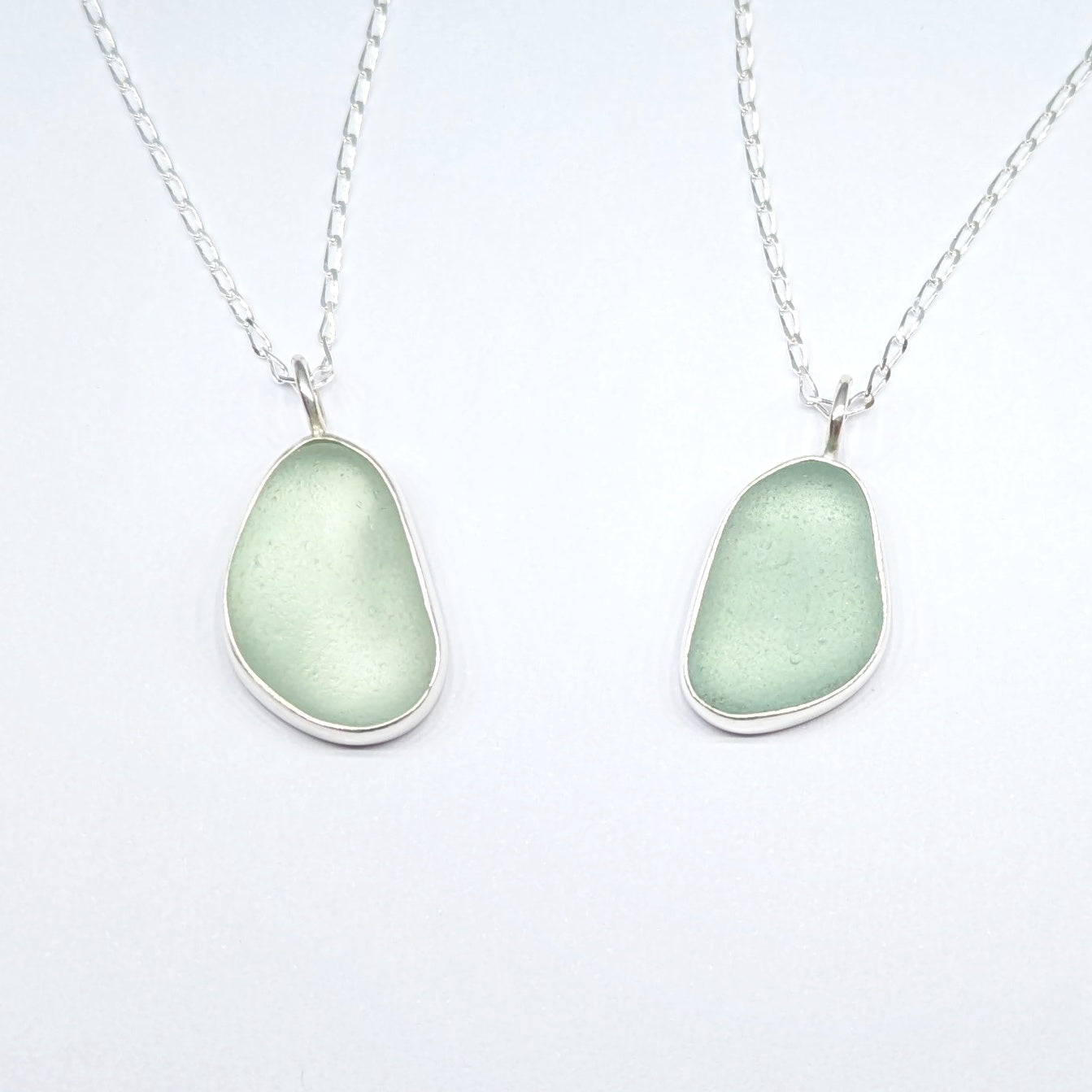 Seafoam Sea Glass Silver Pendant