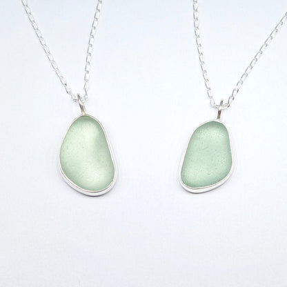 Seafoam Sea Glass Silver Pendant